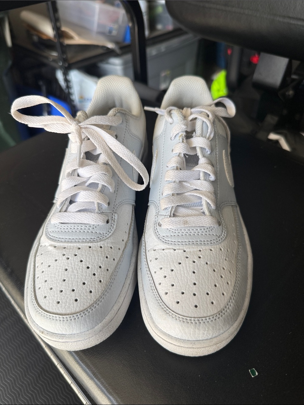 Nike White and Light Gray/Blue Women's Athletic Shoes